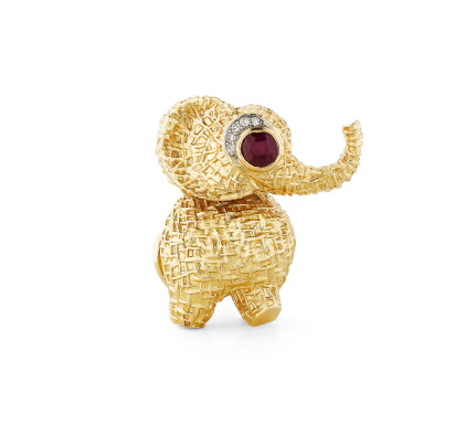 Catalog image of Clip rubis et diamants | Ruby and diamond clip