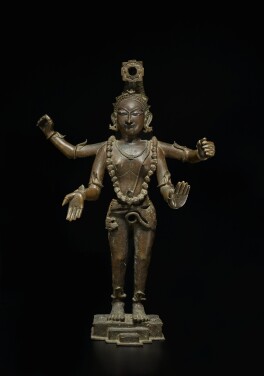 View 1 of Lot 854: A large inscribed silver-inlaid bronze figure of Shiva, 19th century