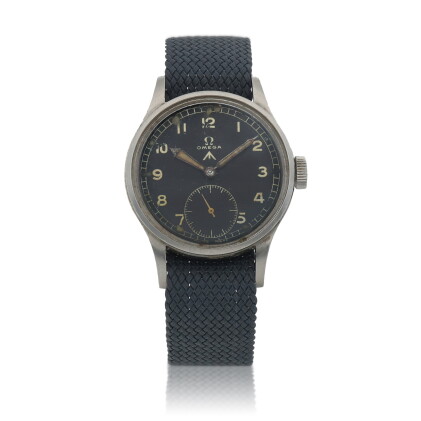 Catalog image of Stainless steel military wristwatch with radium indexes made for the British Ar…