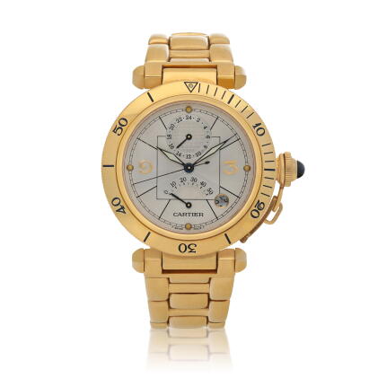 Catalog image of Pasha, Ref. 2395, Yellow gold wristwatch with date, 24-hour and power reserve i…