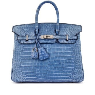 View 1 of Lot 9683: Important Private Collection: Bleu Brighton Matte Porosus Crocodile Birkin 25 Palladium Hardware, 2010