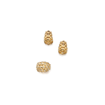 Catalog image of Gold and Diamond 'Paillettes' Ring and Pair of Earclips