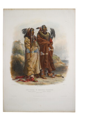 Catalog image of karl bodmer | sih-chidä & mahchsi-karehde. mandan indians
