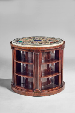 View 1 of Lot 721: A William IV Rosewood and Specimen-Marble Circular Open Bookcase, Second Quarter 19th Century; the Top Italian, Late 18th/Early 19th Century