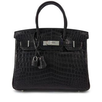 View 1 of Lot 5650: Black Matte Niloticus Crocodile Birkin 30 Palladium Hardware, 2010