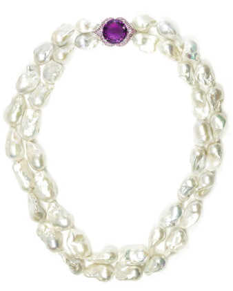 Catalog image of cultured pearl, amethyst and coloured sapphire necklace