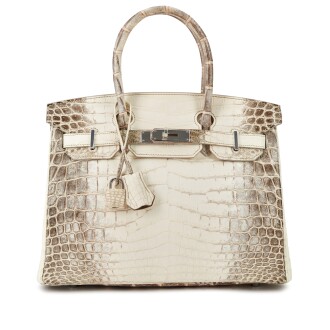 View 1 of Lot 6022: White Matte Niloticus Crocodile Himalaya Birkin 30 Palladium Hardware, 2015