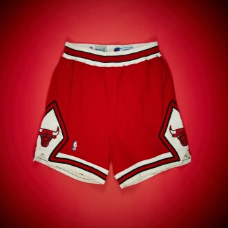View 1 of Lot 59: Scottie Pippen Chicago Bulls 1992 NBA Finals and Playoffs Game Worn Shorts | Matched to 5 Games including 2 NBA Finals Games, 1 Playoff Game, and 2 Regular Season Games | Double-Double