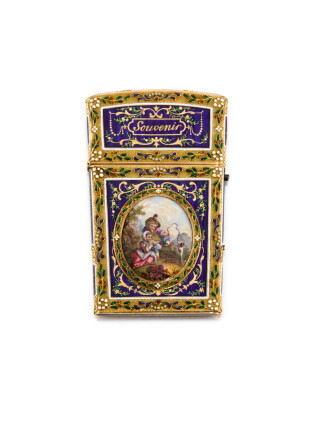 Catalog image of a gold and enamel souvenir, probably french, late 19th century