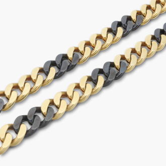 View 1 of Lot 185: Yellow Gold and Black Metal  Longchain Necklace
