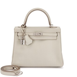 View 1 of Lot 642: Gris Perle Swift Kelly 25 Retournè Palladium Hardware, 2011