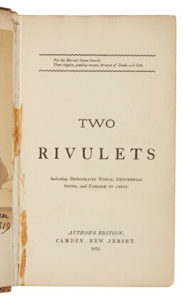 View 1 of Lot 1105: Whitman, Walt | Presentation copy, signed twice