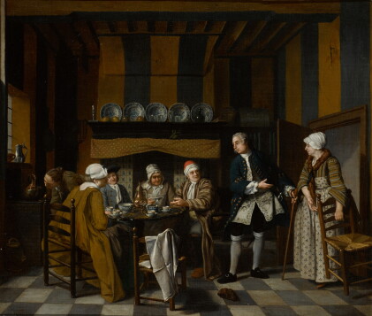 Catalog image of jan josef horemans the younger | an elegant interior with figures having a tea party