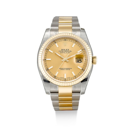 Catalog image of rolex | datejust, reference 116233, a stainless steel and yellow gold wristwatc…