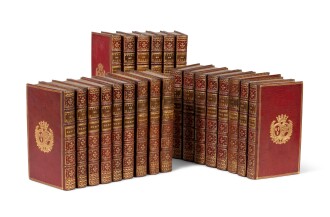 View 1 of Lot 84: Essais de morale... 1755-1768. 24 vol. in-12. Maroquin rouge aux armes de la comtesse de Provence