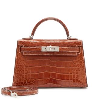 View 1 of Lot 56: Fauve Barènia Matte Mississippiensis Alligator Mini Kelly 20 II Palladium Hardware, 2024