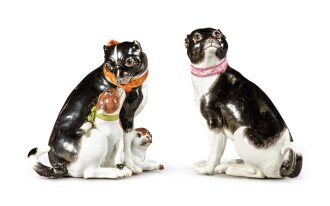 View 1 of Lot 127: A Rare Pair of Meissen Figures of Danish Pug Dogs, Circa 1745