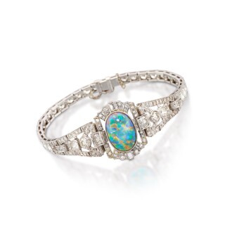 View 1 of Lot 338: Synthetic Opal and Diamond Bracelet  | 合成歐泊 配 鑽石 手鏈