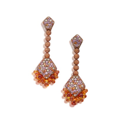Catalog image of Pair of Colored Diamond and Fancy-Colored Sapphire Earclips