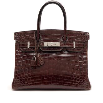 View 1 of Lot 63: Cocoan Shiny Niloticus Crocodile Birkin 30 Palladium Hardware, 2008