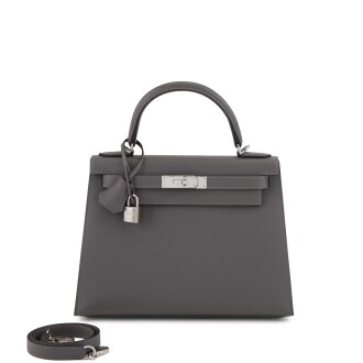 View 1 of Lot 75: Gris Meyer Epsom Kelly 28 Sellier Palladium Hardware, 2021