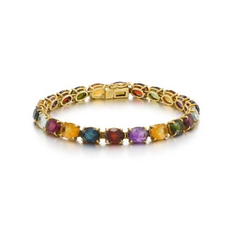 View 1 of Lot 202: Coloured Gemstone Bracelet 