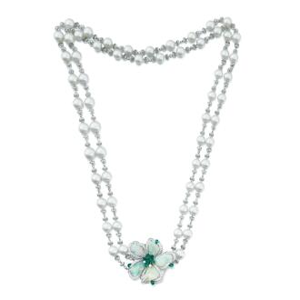 View 1 of Lot 201: Collier perles de cultures, opales, émeraudes et diamants 