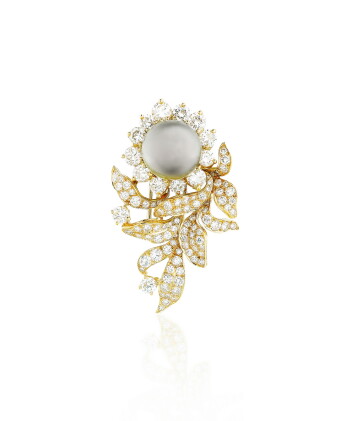 Catalog image of Broche perle de Tahiti et diamants | Tahiti pearl and diamond brooch