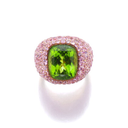 Catalog image of michele della valle | peridot and pink sapphire ring