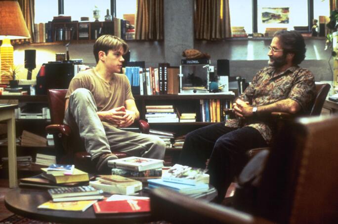 Matt Damon with Robin Williams in Good Will Hunting.