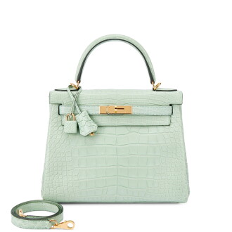 View 1 of Lot 538: Vert d'eau Matte Mississippiensis Alligator Kelly 28 Retourné Gold Hardware, 2023