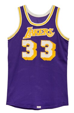 View 1 of Lot 30: Kareem Abdul-Jabbar 1984 NBA Finals Los Angeles Lakers Game Worn Jersey | Matched to Multiple Games