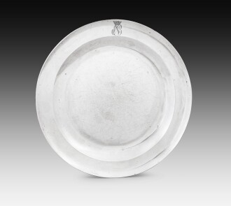 View 1 of Lot 91: A French silver plate with the cypher of Prince Eugène de Beauharnais, Martin-Guillaume Biennais, Paris, 1809-1814 Assiette en argent au chiffre du prince Eugène de Beauharnais par Martin-Guillaume Biennais, Paris, 1809-1814