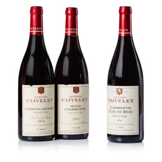 View 1 of Lot 376: Chambertin, Clos de Bèze & Chambertin, Clos de Bèze 'Les Ouvrées Rodin' & Mazis Chambertin 2014/2016 Faiveley (3 BT)