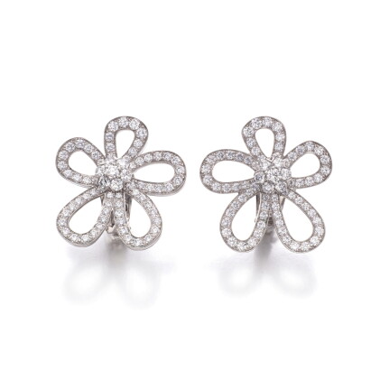 Catalog image of Pair of diamond earrings, 'Flowerlace'