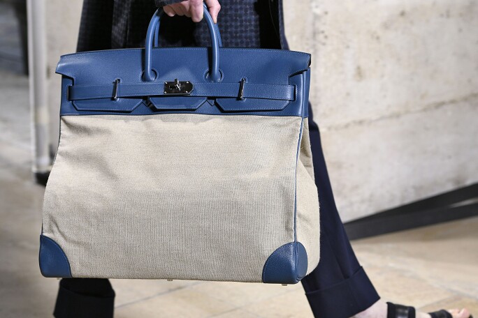 hermes travel bag men's Unisex Chocolate Clemence Leather Tote Bag, New in Box! Hermes Travel Case Canvas and