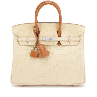 View 1 of Lot 503: Limited Edition Vanille Matte Mississippiensis Alligator and Naturel Sable Butler Touch Birkin 25 Palladium Hardware, 2017