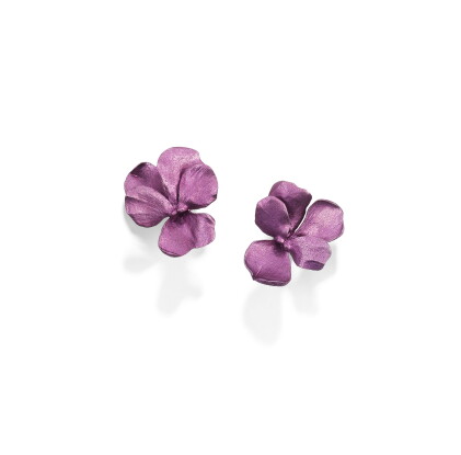 Catalog image of jar | paire de clips d'oreille aluminium et or, "violette" | aluminium and gold…