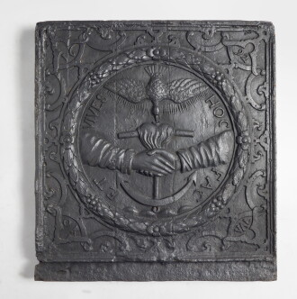View 1 of Lot 340: Four French Cast Iron Firebacks, Three 17th/18th Century and one Modern