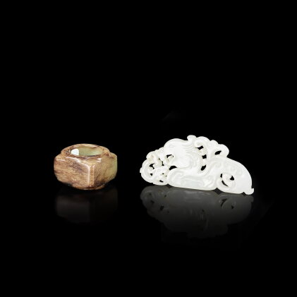 Catalog image of Two jade ornaments, Song dynasty or earlier - Qing dynasty | 宋或更早至清 玉器兩件