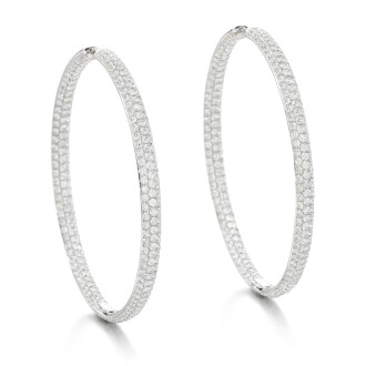 View 1 of Lot 63: Pair of diamond earrings