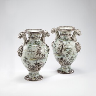 View 1 of Lot 315: A pair of Italian maiolica vases, in 18th Century style