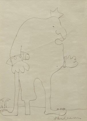  Untitled Illustration of "Large John," Alternate Version from In His Own Write, circa 1960s