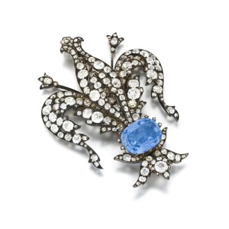 View 1 of Lot 1072: A sapphire and diamond brooch, late 19th century