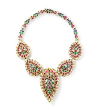 View 1 of Lot 106: Collier rubis, émeraudes, saphirs et diamants | Ruby, emerald, sapphire and diamond necklace