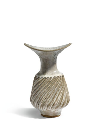 Catalog image of dame lucie rie | vase with fluted body and flaring lip