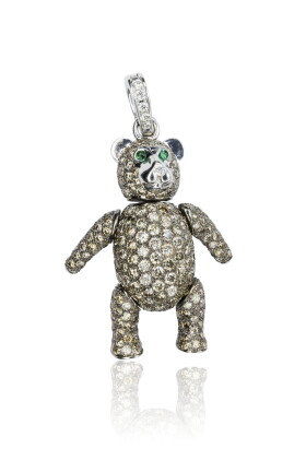 Catalog image of diamond and emerald pendant, 'orsacchiotto', michele della valle