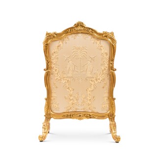 View 1 of Lot 752: A royal Louis XV carved giltwood firescreen, circa 1760, attributed to Jean-Baptiste Ier Tilliard or Jean-Baptiste II Tilliard