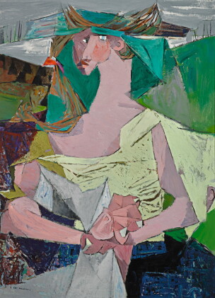 Catalog image of louis le brocquy, h.r.h.a. | travelling woman with newspaper
