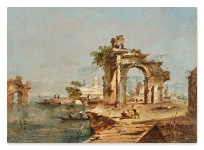 Catalog image of Capriccio with Figures by a Lagoon, a Ruined Arch, and a Temple Beyond